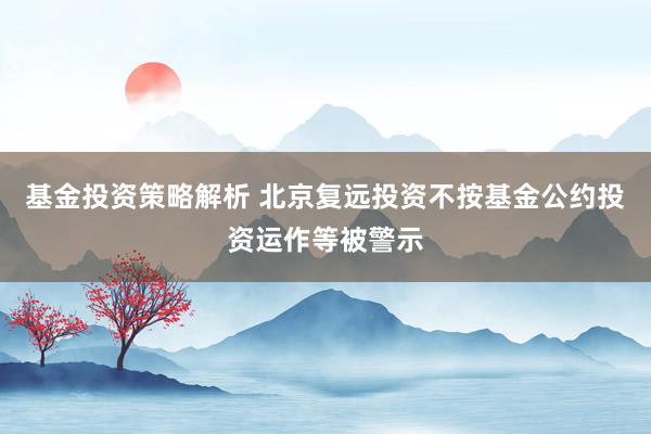 基金投资策略解析 北京复远投资不按基金公约投资运作等被警示