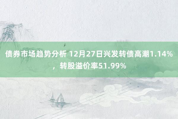 债券市场趋势分析 12月27日兴发转债高潮1.14%，转股溢价率51.99%