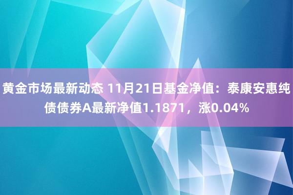 黄金市场最新动态 11月21日基金净值：泰康安惠纯债债券A最新净值1.1871，涨0.04%