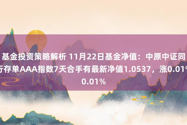 基金投资策略解析 11月22日基金净值：中原中证同行存单AAA指数7天合手有最新净值1.0537，涨0.01%