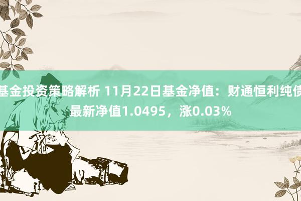 基金投资策略解析 11月22日基金净值：财通恒利纯债最新净值1.0495，涨0.03%