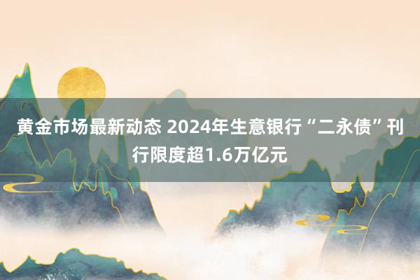 黄金市场最新动态 2024年生意银行“二永债”刊行限度超1.6万亿元