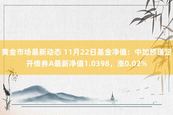 黄金市场最新动态 11月22日基金净值：中加颐瑾定开债券A最新净值1.0398，涨0.02%