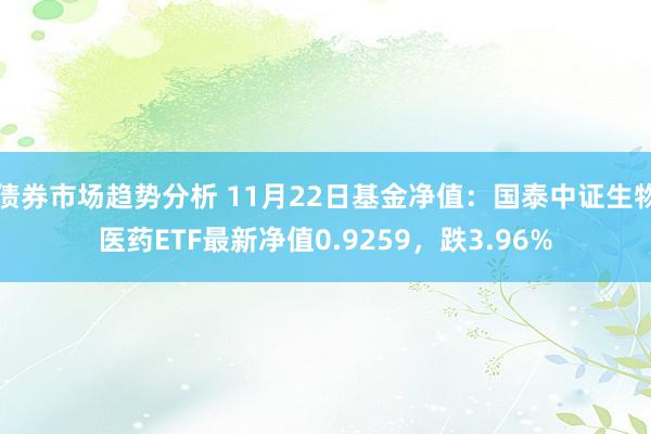 债券市场趋势分析 11月22日基金净值：国泰中证生物医药ETF最新净值0.9259，跌3.96%