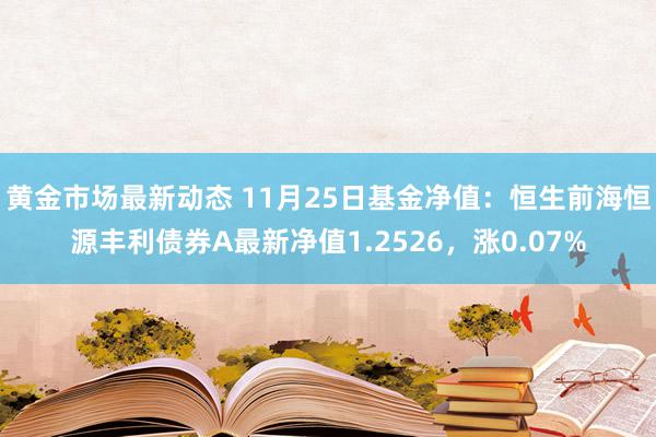 黄金市场最新动态 11月25日基金净值：恒生前海恒源丰利债券A最新净值1.2526，涨0.07%