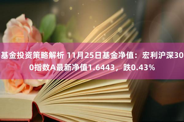 基金投资策略解析 11月25日基金净值：宏利沪深300指数A最新净值1.6443，跌0.43%