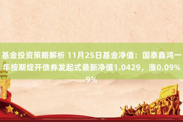 基金投资策略解析 11月25日基金净值：国泰鑫鸿一年按期绽开债券发起式最新净值1.0429，涨0.09%