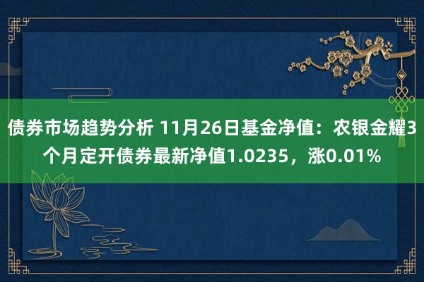 债券市场趋势分析 11月26日基金净值：农银金耀3个月定开债券最新净值1.0235，涨0.01%