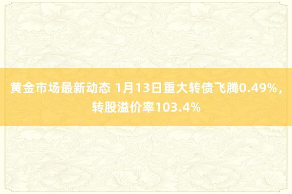 黄金市场最新动态 1月13日重大转债飞腾0.49%，转股溢价率103.4%